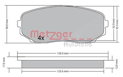 Metzger Bremsbelagsatz, Scheibenbremse [Hersteller-Nr. 1170654] für Mazda von METZGER