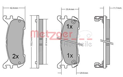 Metzger Bremsbelagsatz, Scheibenbremse [Hersteller-Nr. 1170431] für Mazda von METZGER