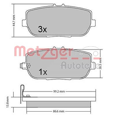 Metzger Bremsbelagsatz, Scheibenbremse [Hersteller-Nr. 1170617] für Mazda von METZGER