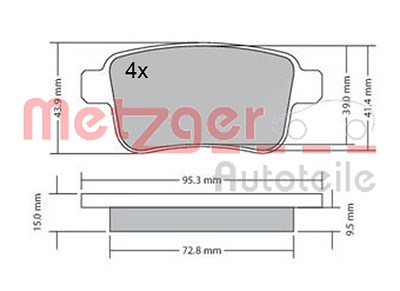 Metzger Bremsbelagsatz, Scheibenbremse [Hersteller-Nr. 1170471] für Mercedes-Benz, Renault von METZGER