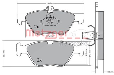 Metzger Bremsbelagsatz, Scheibenbremse [Hersteller-Nr. 1170065] für Mercedes-Benz von METZGER