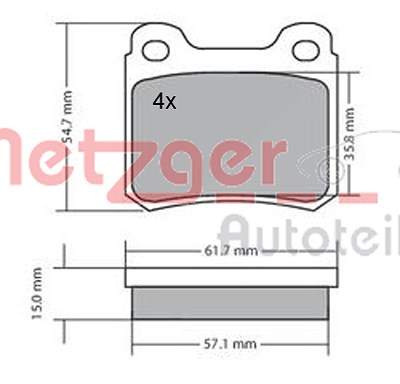 Metzger Bremsbelagsatz, Scheibenbremse [Hersteller-Nr. 1170112] für Mercedes-Benz von METZGER