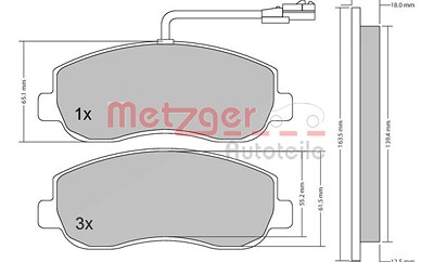 Metzger Bremsbeläge inkl. VWK Vorne (Satz) [Hersteller-Nr. 1170148] für Nissan, Opel, Renault von METZGER