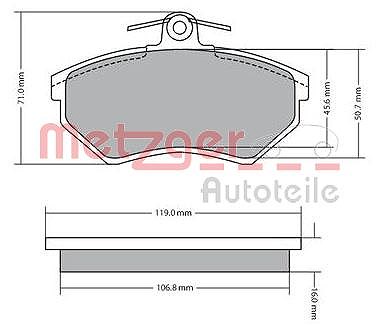 Metzger Bremsbelagsatz, Scheibenbremse [Hersteller-Nr. 1170095] für VW von METZGER