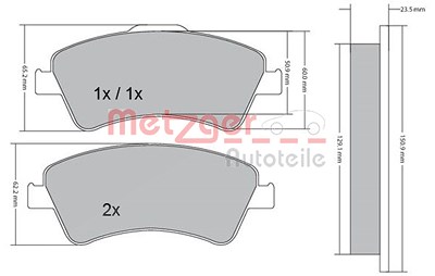 Metzger Bremsbelagsatz, Scheibenbremse [Hersteller-Nr. 1170220] für Toyota von METZGER