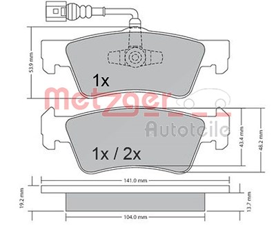 Metzger Bremsbelagsatz, Scheibenbremse [Hersteller-Nr. 1170465] für VW von METZGER