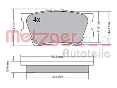 Metzger Bremsbelagsatz Hinterachse [Hersteller-Nr. 1170313] für Toyota von METZGER