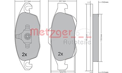 Metzger Bremsbelagsatz Vorderachse [Hersteller-Nr. 1170129] für Citroën, Ds, Peugeot von METZGER