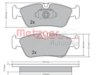 Metzger Bremsbelagsatz Vorderachse [Hersteller-Nr. 1170177] für BMW von METZGER