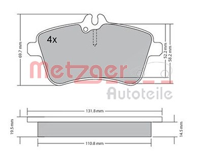 Metzger Bremsbelagsatz Vorderachse [Hersteller-Nr. 1170083] für Mercedes-Benz von METZGER