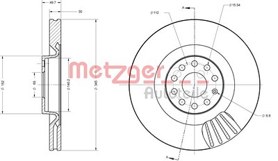 Metzger 1x Bremsscheibe [Hersteller-Nr. 6110465] für Audi, Seat, Skoda, VW von METZGER