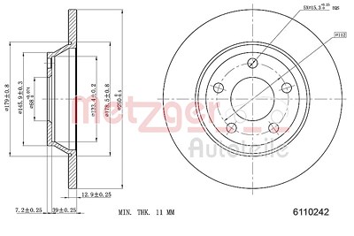 Metzger Bremsscheibe [Hersteller-Nr. 6110242] für Audi von METZGER