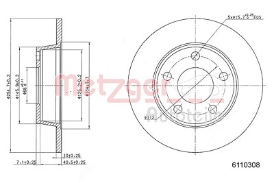 Metzger Bremsscheibe [Hersteller-Nr. 6110308] für Audi von METZGER