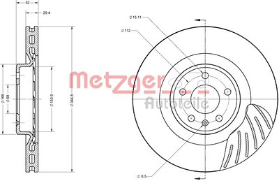 Metzger 1x Bremsscheibe [Hersteller-Nr. 6110613] für Audi von METZGER