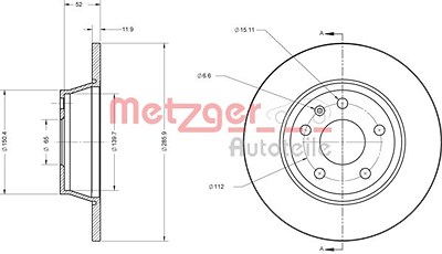 Metzger Bremsscheibe [Hersteller-Nr. 6110574] für Audi von METZGER