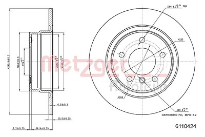 Metzger Bremsscheibe [Hersteller-Nr. 6110424] für BMW von METZGER