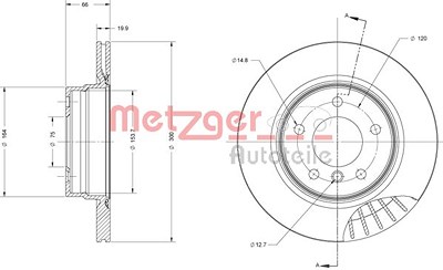 Metzger Bremsscheibe Hinterachse Belüftet [Hersteller-Nr. 6110215] für BMW von METZGER