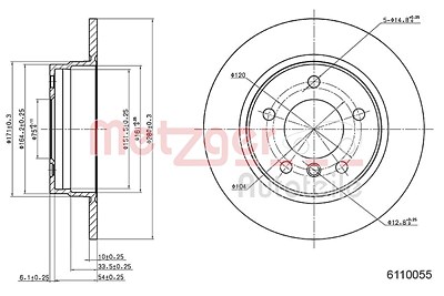 Metzger Bremsscheibe [Hersteller-Nr. 6110055] für BMW von METZGER