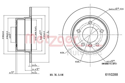 Metzger Bremsscheibe [Hersteller-Nr. 6110288] für BMW von METZGER