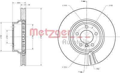 Metzger 1x Bremsscheibe [Hersteller-Nr. 6110526] für BMW von METZGER