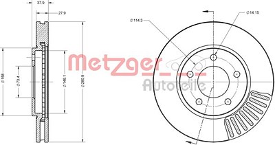 Metzger Bremsscheibe [Hersteller-Nr. 6110382] für Chrysler, Dodge von METZGER