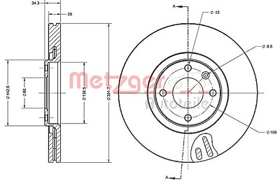 Metzger Bremsscheibe [Hersteller-Nr. 6110475] für Peugeot, Citroën von METZGER