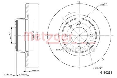 Metzger Bremsscheibe [Hersteller-Nr. 6110281] für Citroën von METZGER