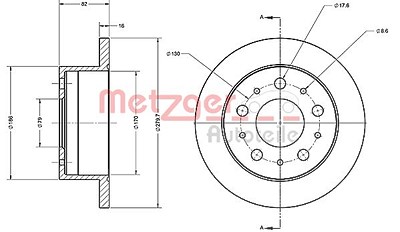 Metzger Bremsscheibe [Hersteller-Nr. 6110338] für Peugeot, Fiat, Citroën von METZGER