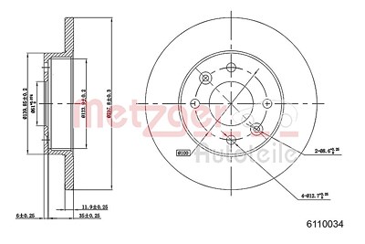 Metzger Bremsscheibe [Hersteller-Nr. 6110034] für Dacia, Renault von METZGER