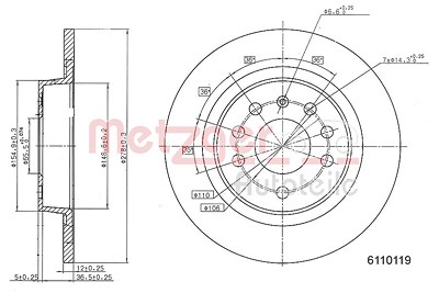 Metzger Bremsscheibe [Hersteller-Nr. 6110119] für Opel, Saab, Fiat von METZGER