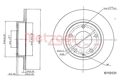 Metzger Bremsscheibe [Hersteller-Nr. 6110131] für Mazda, Ford Usa von METZGER