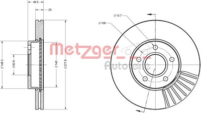 Metzger Bremsscheibe [Hersteller-Nr. 6110070] für Ford, Volvo von METZGER