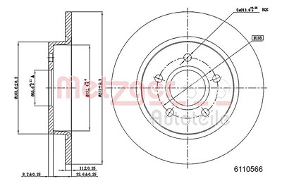 Metzger Bremsscheibe Hinterachse Voll [Hersteller-Nr. 6110566] für Ford von METZGER