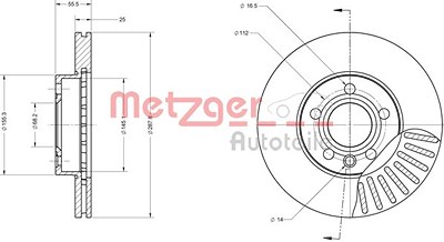 Metzger Bremsscheibe [Hersteller-Nr. 6110114] für Ford, Seat, VW von METZGER