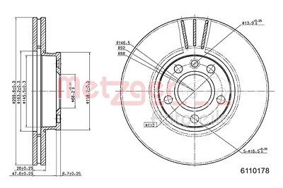 Metzger Bremsscheibe [Hersteller-Nr. 6110178] für VW, Ford, Seat von METZGER