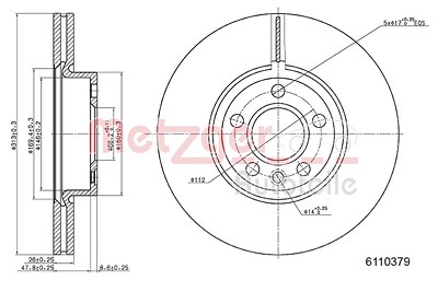 Metzger Bremsscheibe [Hersteller-Nr. 6110379] für Ford, Seat, VW von METZGER