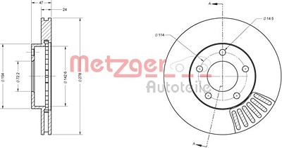 Metzger Bremsscheibe [Hersteller-Nr. 6110421] für Ford, Mazda von METZGER