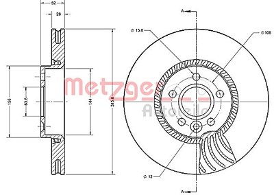 Metzger Bremsscheibe Vorderachse Belüftet [Hersteller-Nr. 6110504] für Ford, Land Rover, Volvo von METZGER