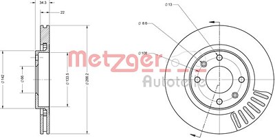 Metzger Bremsscheibe [Hersteller-Nr. 6110023] für Citroën, Ds, Opel, Peugeot von METZGER