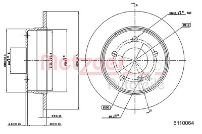 Metzger Bremsscheibe [Hersteller-Nr. 6110064] für Mercedes-Benz von METZGER