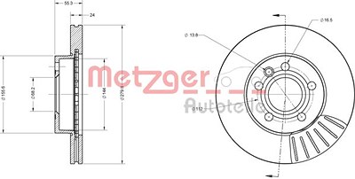 Metzger Bremsscheibe [Hersteller-Nr. 6110093] für VW von METZGER