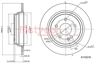 Metzger Bremsscheibe [Hersteller-Nr. 6110126] für Mercedes-Benz von METZGER