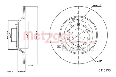 Metzger Bremsscheibe [Hersteller-Nr. 6110136] für Audi von METZGER