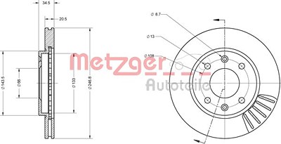 Metzger Bremsscheibe [Hersteller-Nr. 6110173] für Citroën, Peugeot von METZGER