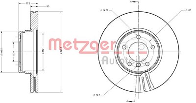 Metzger Bremsscheibe [Hersteller-Nr. 6110208] für BMW von METZGER