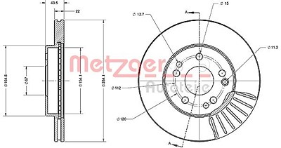 Metzger Bremsscheibe [Hersteller-Nr. 6110223] für Mercedes-Benz von METZGER