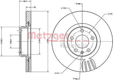 Metzger Bremsscheibe [Hersteller-Nr. 6110335] für Audi von METZGER