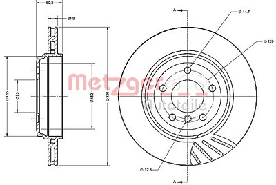 Metzger Bremsscheibe [Hersteller-Nr. 6110435] für BMW von METZGER