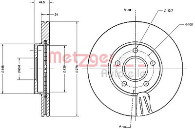 Metzger Bremsscheibe [Hersteller-Nr. 6110524] für Ford von METZGER