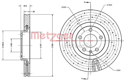 Metzger 1x Bremsscheibe [Hersteller-Nr. 6110629] für Audi von METZGER